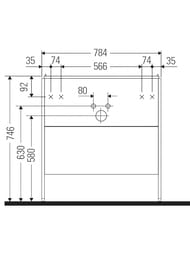 ����� ��� �������� Duravit XSquare 731�784�470 ���������, 2 �����, ����: ���� ������� XS4528091