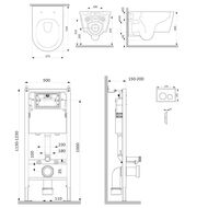 Комплект инсталляции AM.PM клавиша PrimeFit L белая+унитаз Func FlashClean с сиденьем IS90101.8F1701