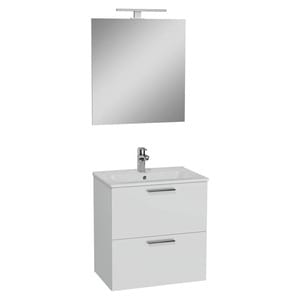 Комплект мебели 60см Vitra Mia 75021 тумба подвес., 2 ящ., раковина, зеркало c подсв., белый глянец
