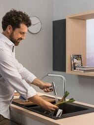 Смеситель Hansgrohe Metris Select M71 для кухни 200 мм вытяжной поворотный излив хром 73818000 — изображение 3