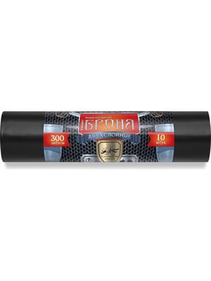 Мешки для мусора ПВД 300л/10шт рулон, Броня (105х150х60мкн) Ромашка, черный, ВР-0014