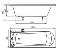 Ванна акриловая RAVAK DOMINO PLUS 170х70 белая C632R00000