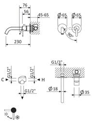 ��������� ��� ����������� CEZARES LEAF-BLI2-L-NOP ������������, �� 2 ���������, ������ �������