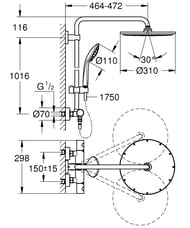 Душевая система Grohe Euphoria XXL 26075GL0 термостат,верхний душ 310, лейка, холодный рассвет гл