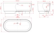 Ванна отдельностоящая Astra-Form АКВАРИУС 01020044 (1700х750х630) искусственный камень, ножки, RAL
