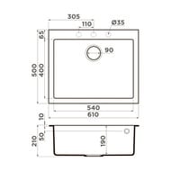 Мойка Omoikiri BOSEN 61A-GB (610х500х210) врезная, Artceramic, цвет графит 4993824 — изображение 4