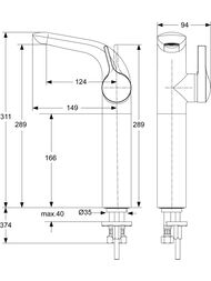 ��������� ��� ����������� Ideal Standard MELANGE A4266AA ������� ����� 124��, �/�, ���� �������� 3/8