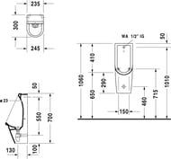 Писсуар DURAVIT STARCK 3 245х700 без "мушки", подача воды сзади, крепление 0827250000