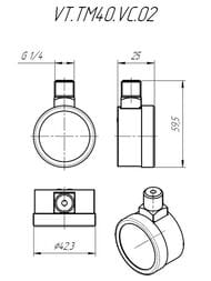 Манометр Valtec, 0-6 бар, 1/4", D40мм, верхнее подкл. (радиал.), арт.VT.TM40.VC.02