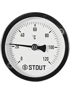 Термометр биметаллический STOUT 0-120*, D63мм, 1/2