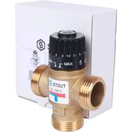 Термостатический смес. клапан STOUT для систем отопления и ГВС 1" НР 35-60°С KV 2,5 м3/ч