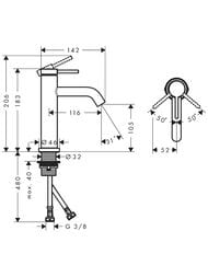 Смеситель Hansgrohe Tecturis S для умывальника, однозахватный, без д/к, бронза матовая 73311140 — изображение 3