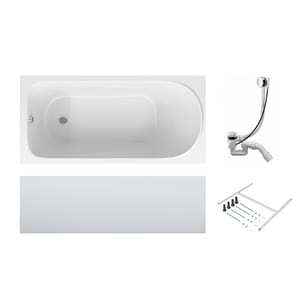 Ванна акриловая AM.PM Sense 150x70х42 с каркасом, сливом-переливом, белая арт.W75A-150-070W-KL
