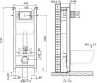 Инсталляция для подвесного унитаза Jacob Delafon E33131RU-NF (1130х400х180) смыв 3/6л