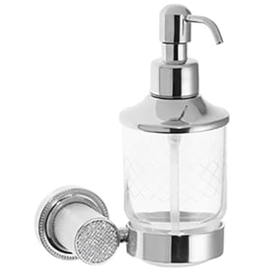 Дозатор для жидкого мыла Boheme Royal Cristal 10932-CR настенный, стекло прозрачное, цвет: хром