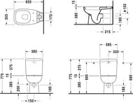 Унитаз-компакт DURAVIT D-CODE 355х650х775 унив. выпуск, подк.снизу 21180900002+0927100004