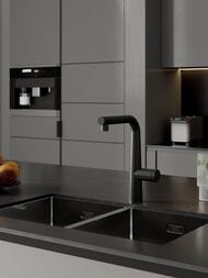 Смеситель IDDIS PURE для кухни PURBLPFi05 с каналом для фильтр.воды, вытяжной излив, черный матовый