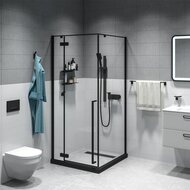 Уценка! Душевой уголок IDDIS Slide (900х900х1950) квадратный, черный, стекло прозр, алюм. профиль