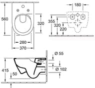Унитаз подвесной Villeroy & Boch Subway 2.0 5614 A1 R1 (370х560х365) без ободка, ViFresh,CeramicPlus