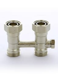 Tiemme Узел радиаторный 3/4"-3/4"НВ ЕК со встроенными кранами, с байпасом 3390007 (3391N0505BY)