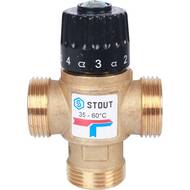 Термостатический смес. клапан STOUT для систем отопления и ГВС 1" НР 35-60°С KV 2,5 м3/ч