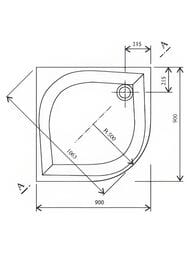������� ��������� ������ RAVAK Galaxy Elipso 90 PAN (900x900x175) � �������, �����