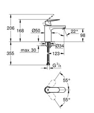 Смеситель для раковины Grohe Eurosmart Cosmopolitan 98 мм, однозахватный, черный сатин 23327KW0