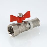 Кран шаровый 16х1/2''В VALTEC BASE под пресс, красная бабочка VT.242.N.1604