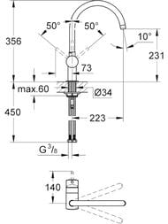 ��������� Grohe Minta 32917KS0 ��� ����� ������������, �-�����, ������ ������