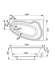 Ванна акриловая VAGNERPLAST AVONA 150 L (1500х900х420) угловая, левая VPBA159AVO3LX-04