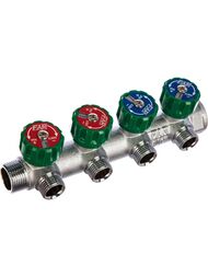 Коллектор регулируемый FAR 3/4"ВН на 4 отвода 1/2"EU евроконус-плоское уплотнение FK 3824 3412UN
