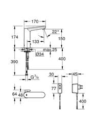 ��������� Grohe Eurosmart Cosmopolitan E 36421000 ��� �����������, �������������, L-Size �� �����������