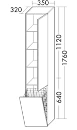 ����� ��������� Burgbad Iveo 350�1760�320 ������, 1 ������, 1 �������, ����� HSIG035RF2833G0161