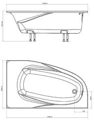 Ванна угловая асимметричная Astra-Form Селена 01010081 (1700х1000х631) правая,иск. камень,ножки,RAL