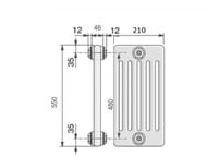 Радиатор Zehnder Charleston 6055 шеститрубчатый ВГ:550х210, межценр.484, боков. подкл. 3/4", 136 Вт