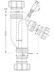 Сифон McAlpine S-образный (32х25мм) для слива конденсата, гидрозатвор 50мм доп.отвод, 17мм MRTB-50TR