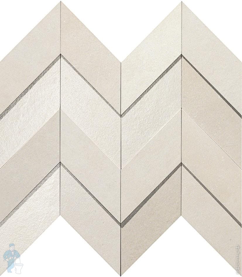 Мозаика Atlas Concorde Dwell Off-White Chevron 3D (308х351) белая (кв.м ...