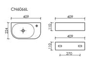Раковина подвесная Ceramicanova Element 409х224х110 чаша слева,отв. под смес.,белый CN6066L