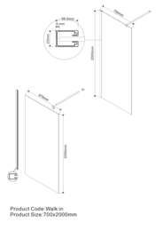 ������� ����������� Vincea Walk in 700x2000 VSW-1H700CLBN   ������������� ������