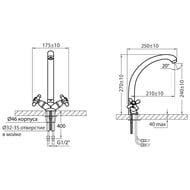 Смеситель для кухни VARION Armaturen РЕТРО max 1248 22 1 резиновая кран-букса, высокий излив
