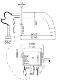 Кран для раковины сенсорный встраиваемый VARION Armaturen 6160 07 0/8141 89 0