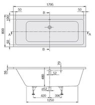Ванна акриловая Villeroy & Boch SUBWAY (1800х800) без ножек UBA180SUB2V-01