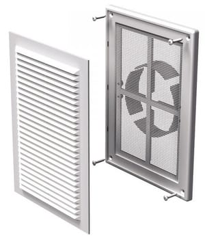 Решетка вентиляционная Vents МВ 125 ВДс (182х251) белая, фланец D100-150, сетка от насекомых