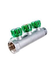 Коллектор регулируемый FAR 1"ВН на 3 отвода 3/4"Н, с плоским уплотнением, FK 3822 134TP