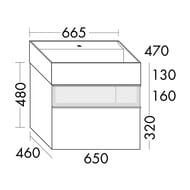 ����� � ��������� Burgbad Yumo 665�610�470 ���������, 2 �����, ������/����� ������ SFKL067F3194