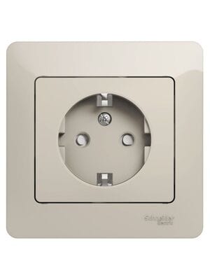 Розетка Systeme Electric GLOSSA с заземлением со шторками в сборе молочный GSL000944