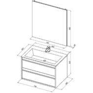 Тумба под умывальник Aquanet Lino 80 790х533х495 подвесная, 2 ящика, цвет: белый матовый 253903