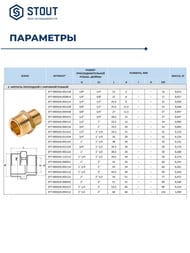 Ниппель STOUT 3/4"х1/2"НН, переходной, никель, арт.SFT-0004-003412