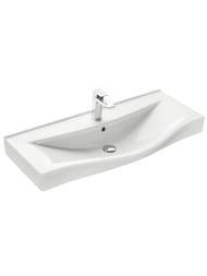 Раковина Aquaton Беверли 100 1WH302502 1000x480x180, перелив, отверстие под смеситель, белый фарфор
