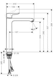 Смеситель Hansgrohe Metris 31184000 для умывальника, высокий, без донного клапана, хром